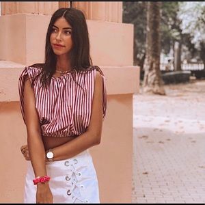 NWT! Striped Poplin Top